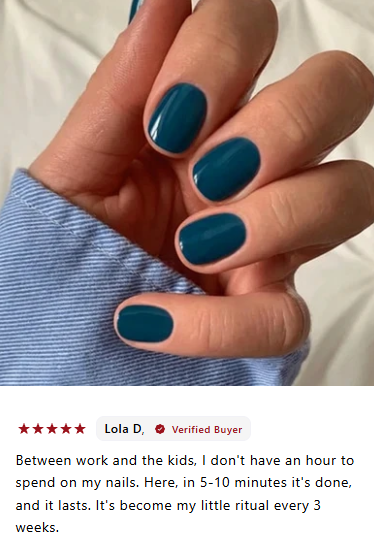 Lola D.'s supplier review photo of a teal manicure